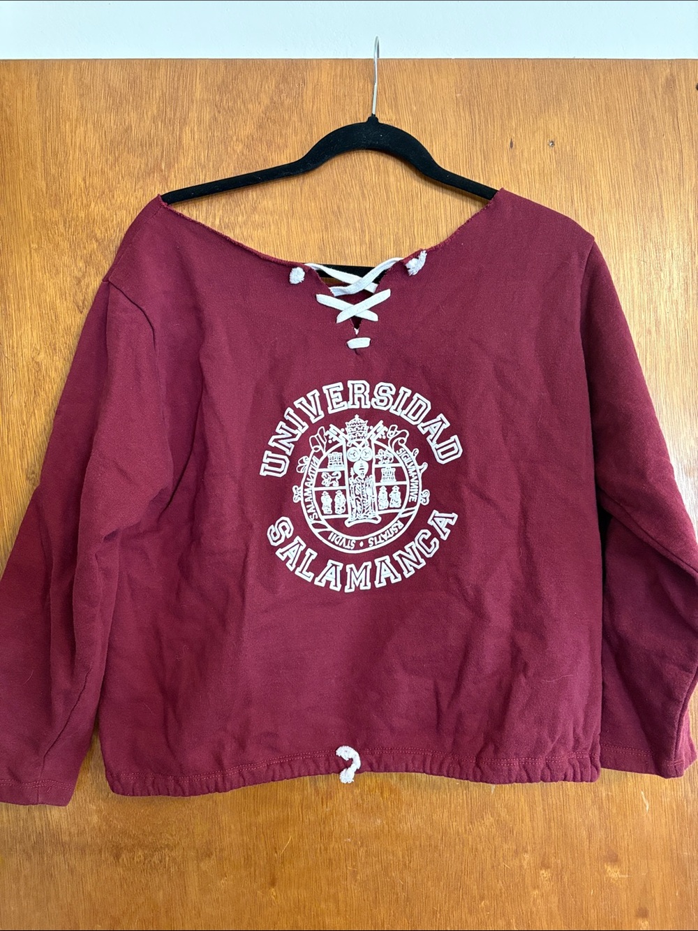 Universidad Salamanca Maroon Lace-Up Sweatshirt